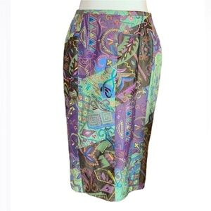 Oscar by Oscar de la Renta embroidered silk skirt Size 14